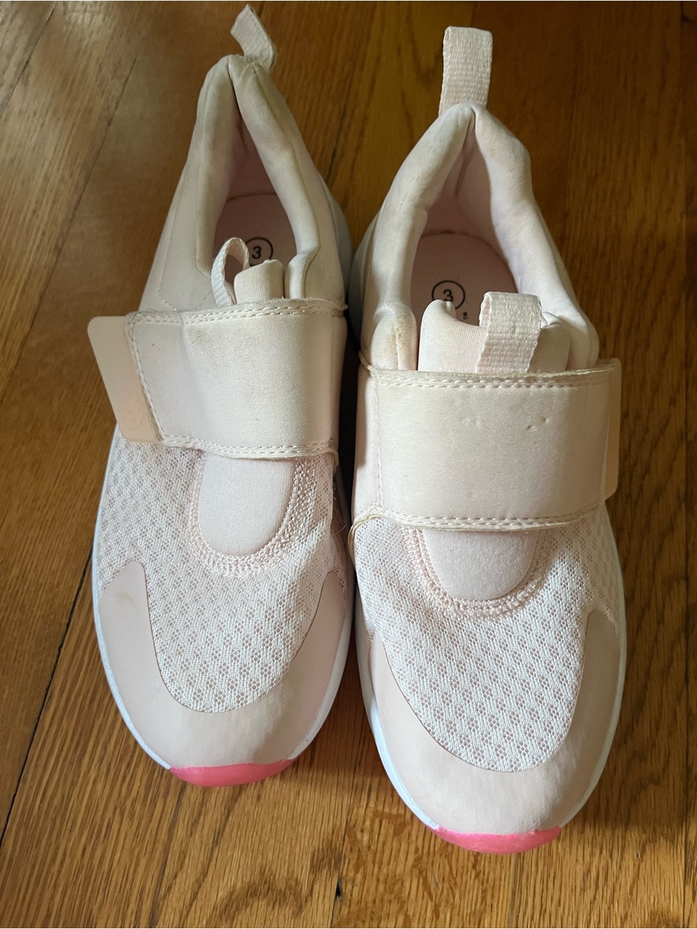 all in motion Light Pink Hook-and-Loop Kids Sneakers with Pink Toe Accent